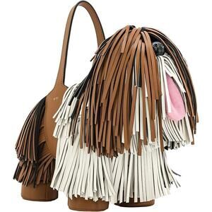 JW PEI Fringe Dog Shoulder Bag in Brown, White & Pink